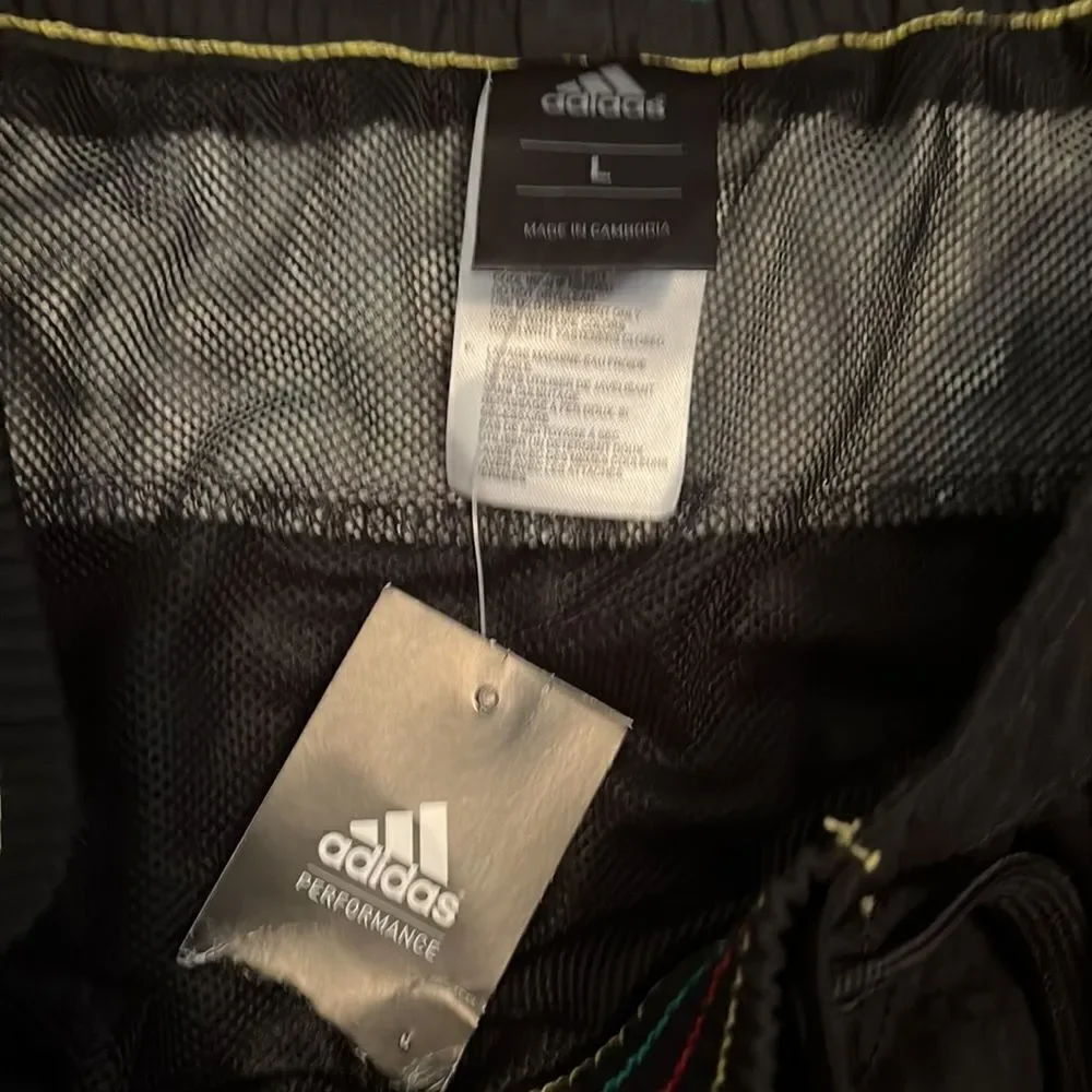 Adidas Black Trees Print Beach Swim Trunks Vacation Resort Pool BBQ Ocean